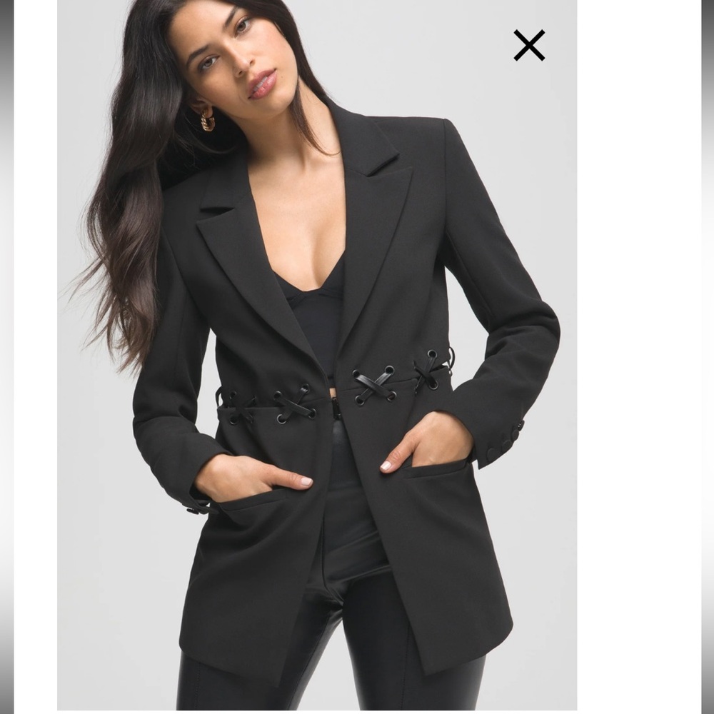 Good American Tied Up Waist Blazer In Black Size 1 (A10) EUC